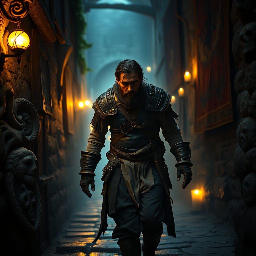 Medieval Sailor in Mysterious Alleyway