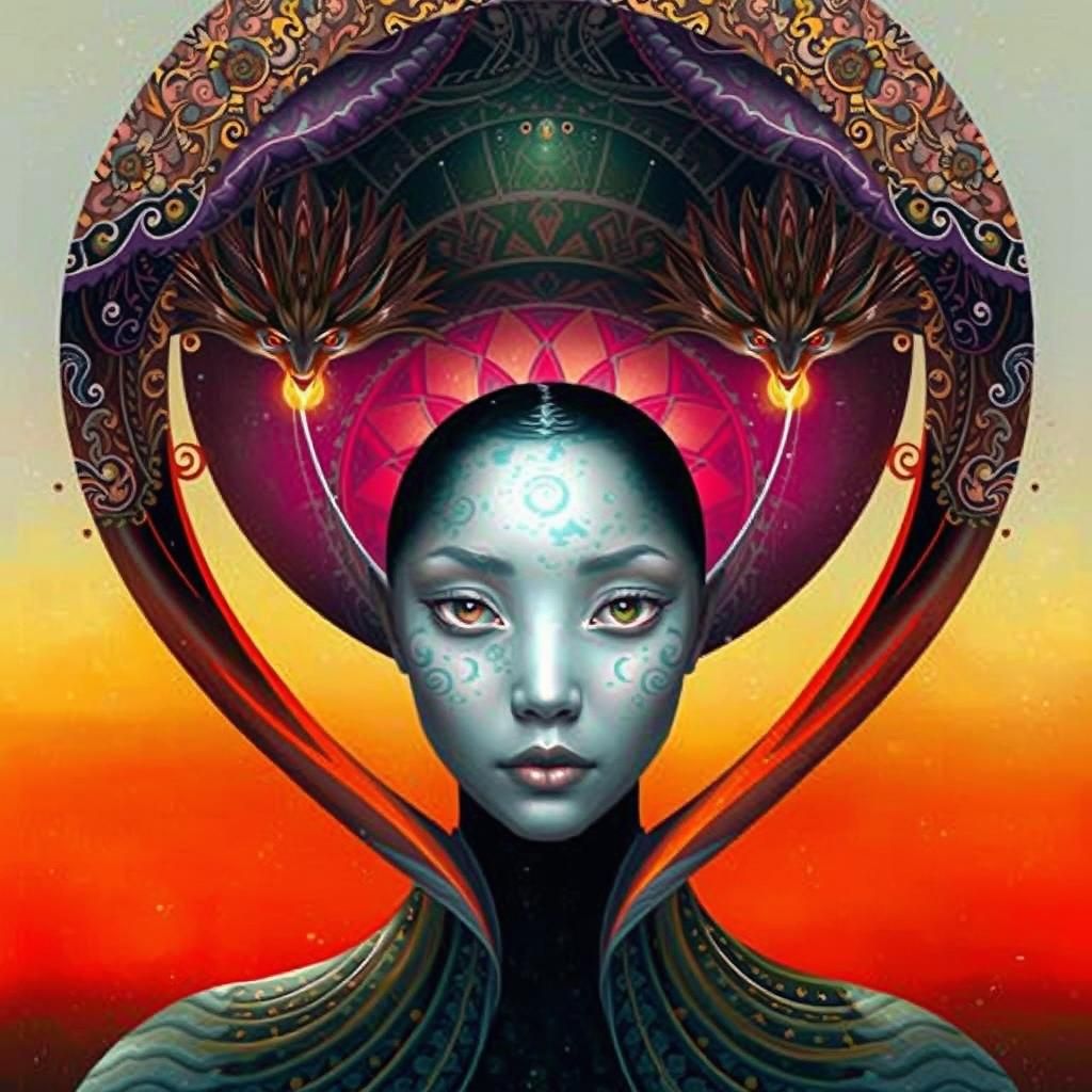 Sunset Wizard Hybrid Woman in Rich Colors