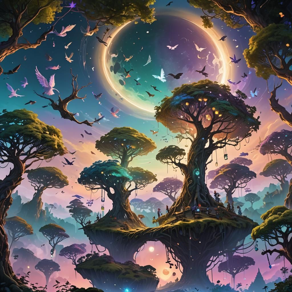 Mystical Forest of Floating Islands: Digital Matte Painting