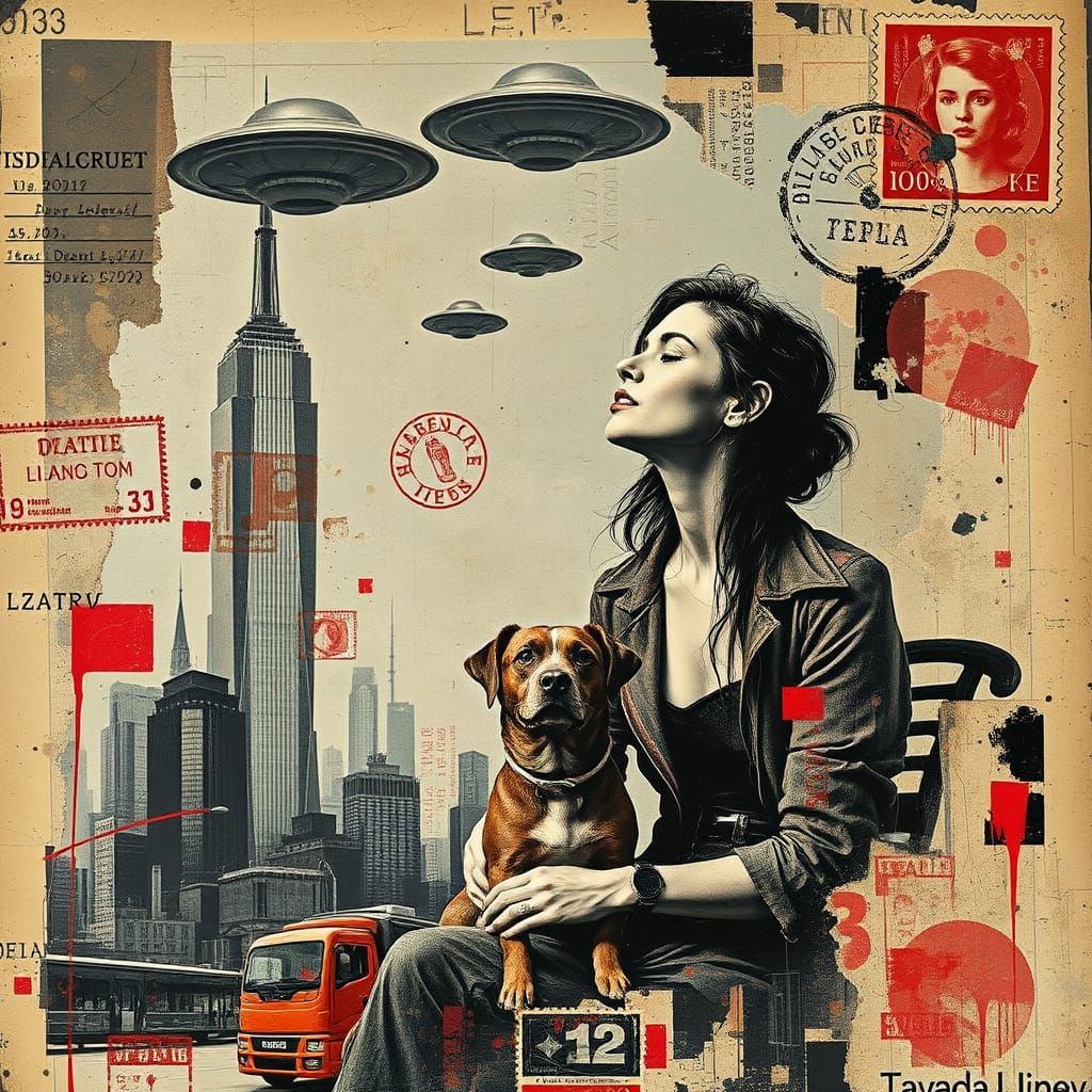 Lady and Dog: Dadaist Glitch Photomontage