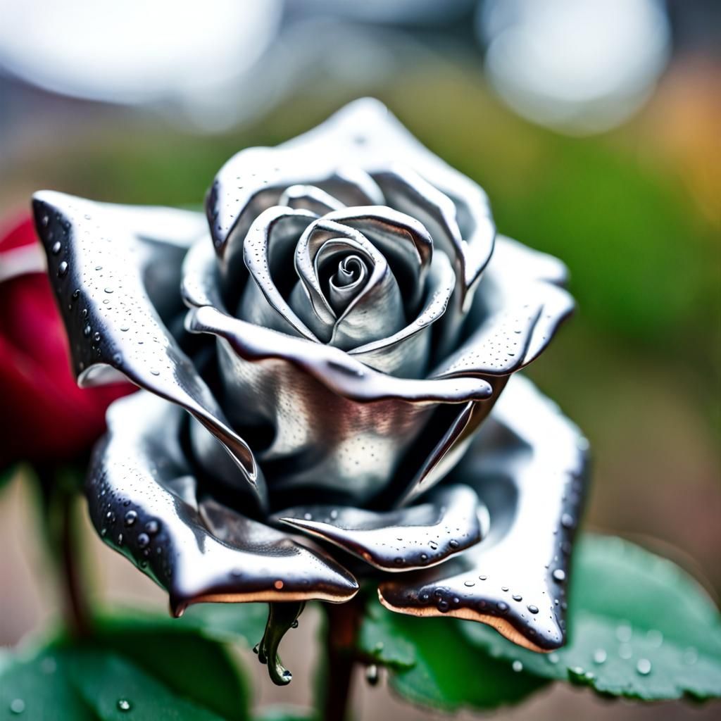 silver metal rose