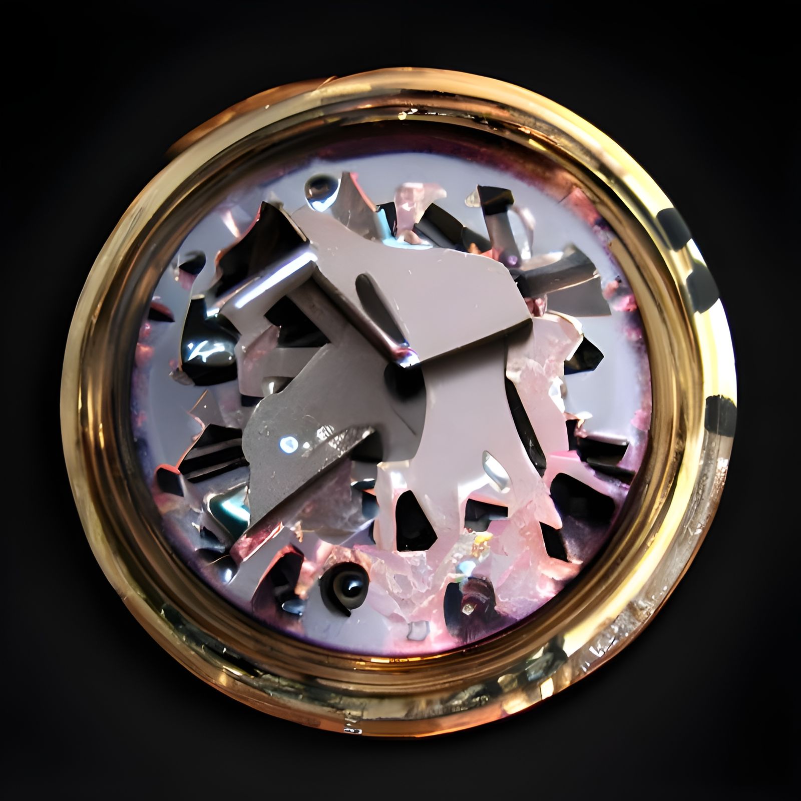 Steampunk Clock Mechanism with Luminous Neon Details