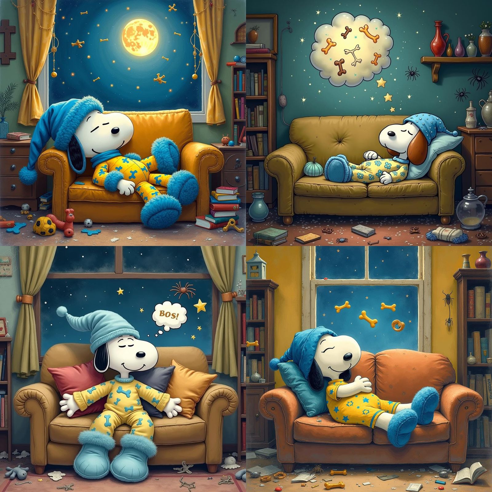 Snoopy room sofa and is ready to go to bed