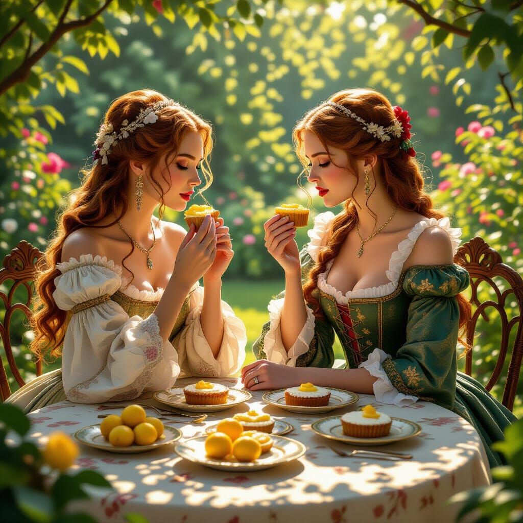 Margaery and Sansa Eating Lemon Cakes