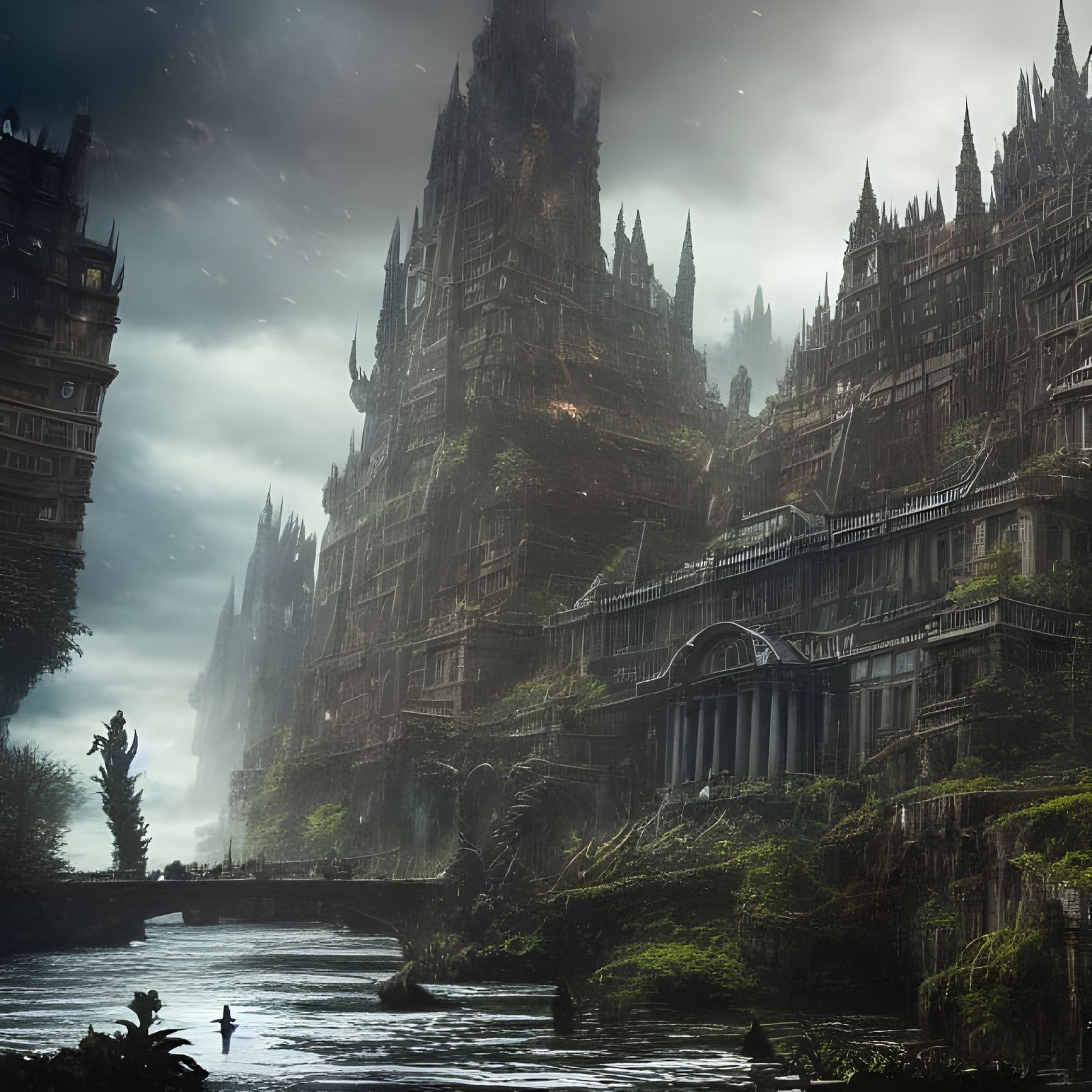 Magical Inhuman Cityscape: Digital Art