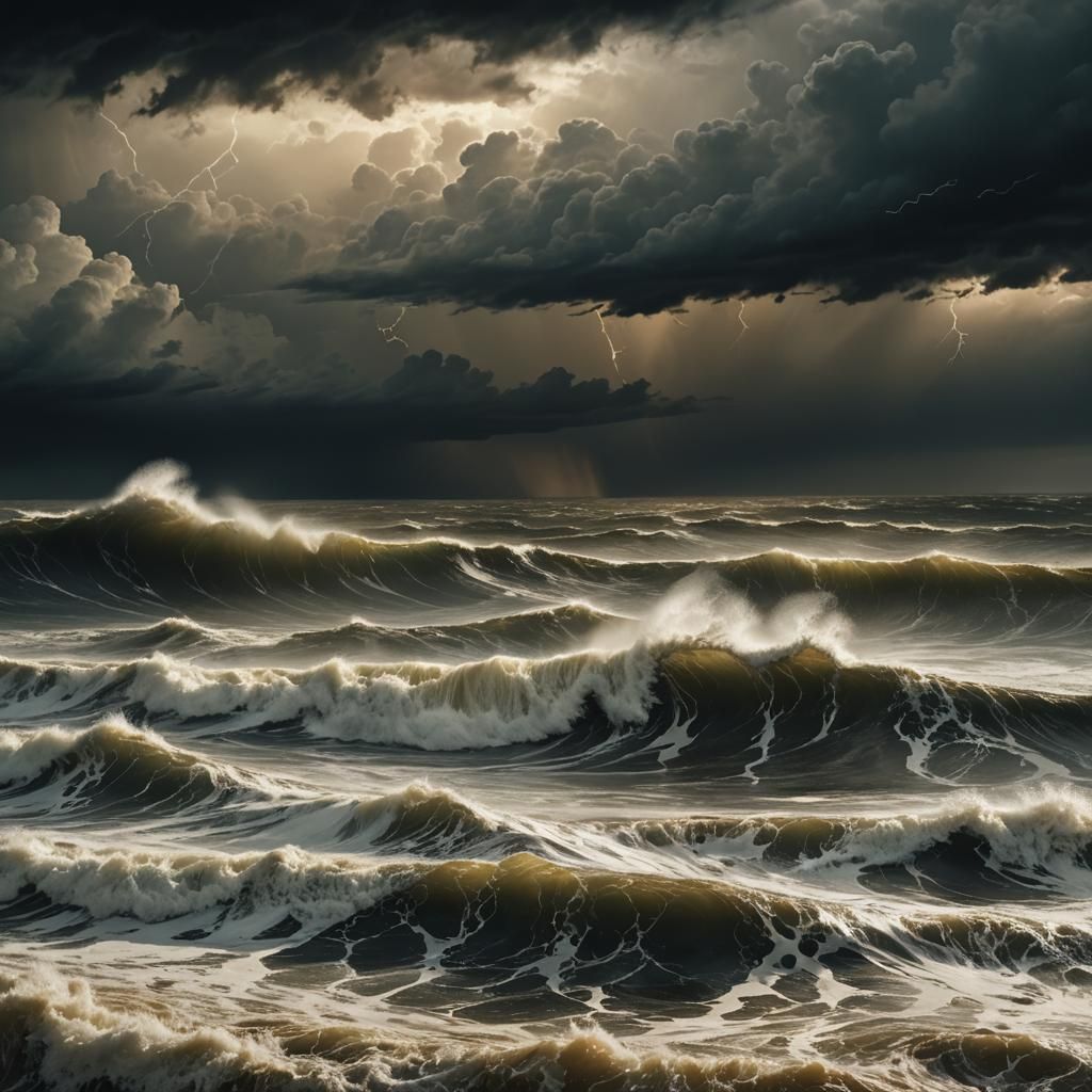 Dramatic Stormy Sea in the Style of Turner