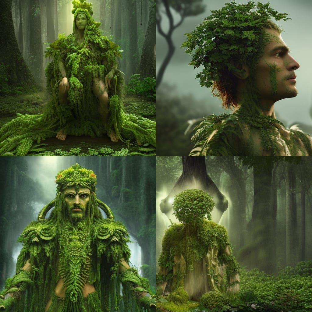 Green God with Plant Details in 8K