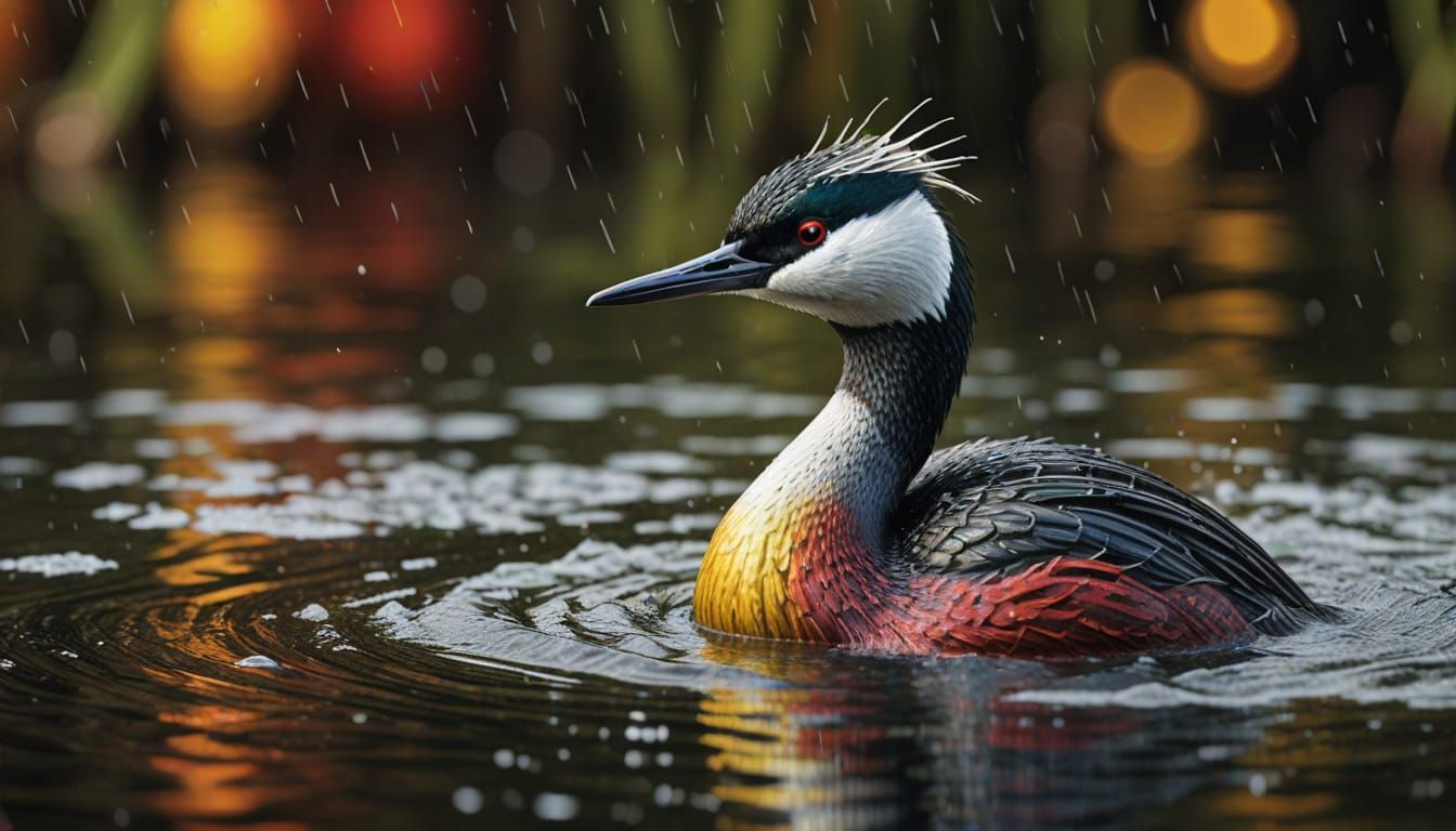 Western Grebe in Splash Art Style
