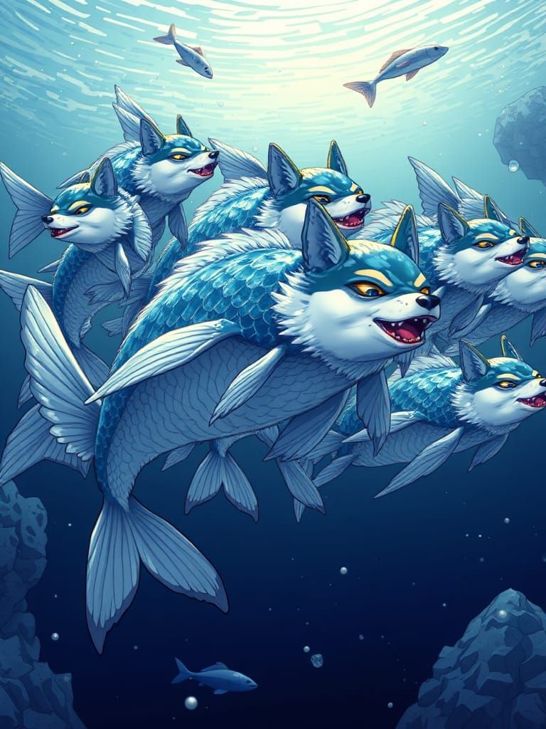 Husky-Fish Hybrids in Arctic Ocean, Anime Key Visual