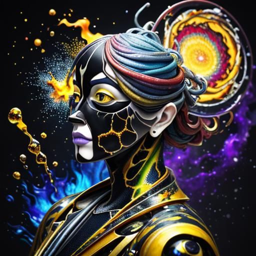 Galactic Mirrors: Cubist Surrealist Explosion in 3D