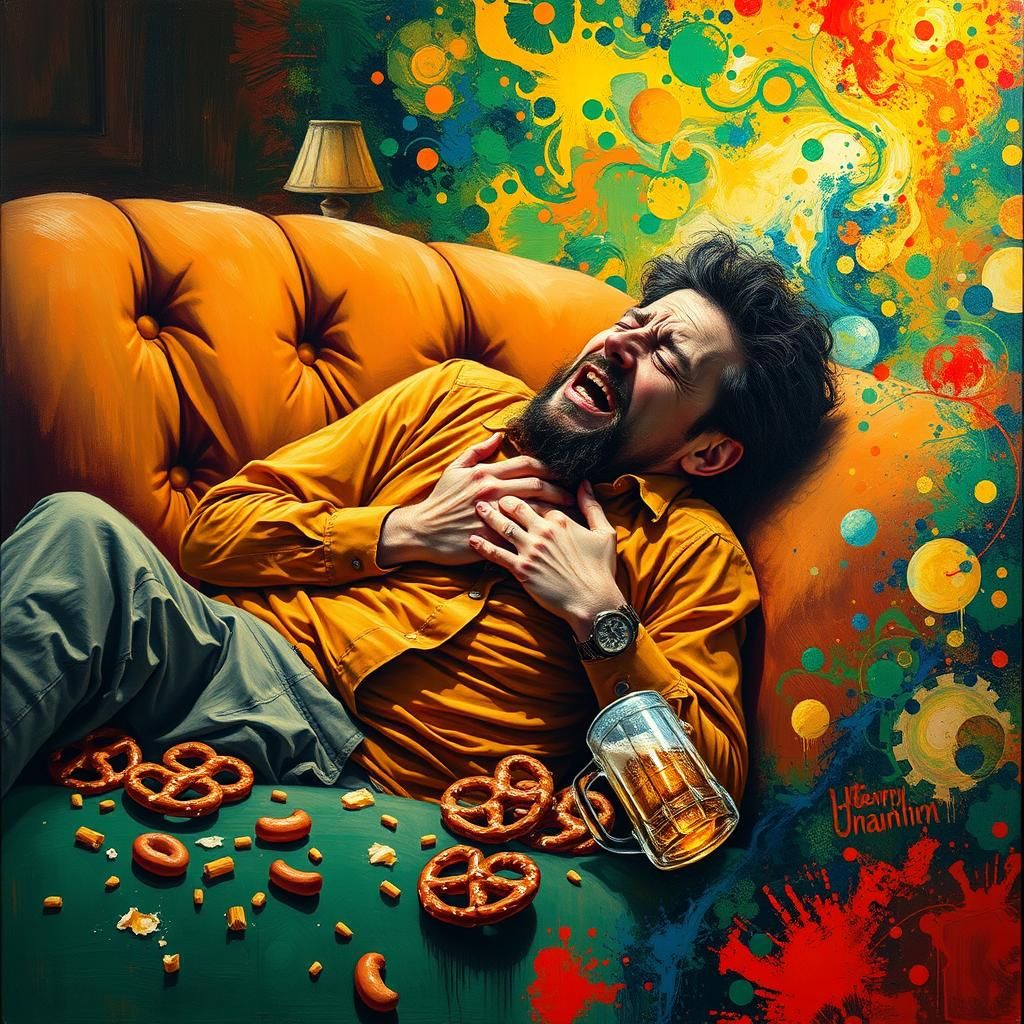 Man's Turmoil Meets Abstract Heaven, Surreal AI Art