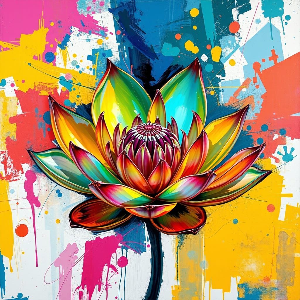 Lotus Blooms in Expressive, Abstract Beauty