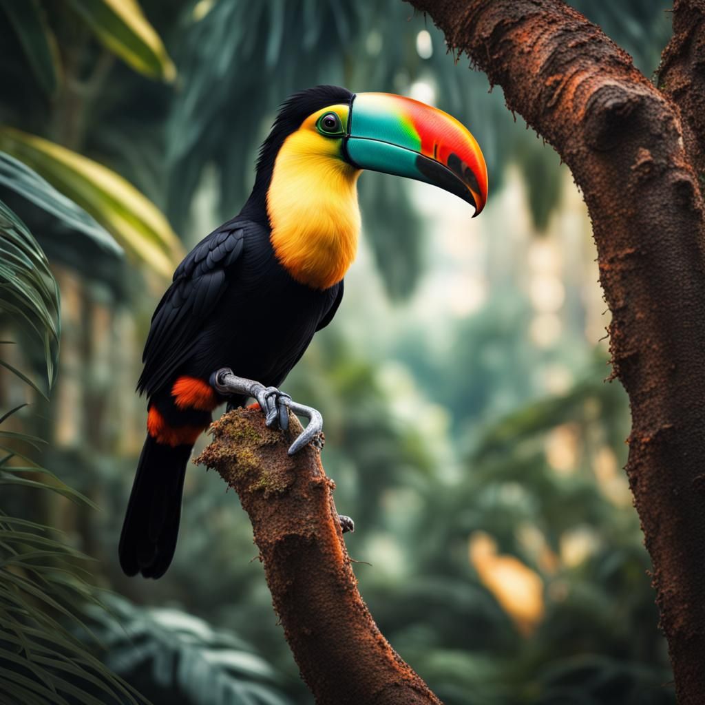 Hyperrealistic Toucan in Natural Habitat