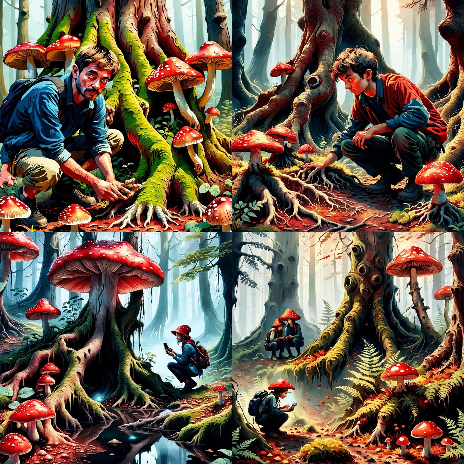 Fairytale Forest with Human-Faced Trees