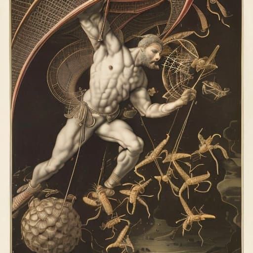 Fierce Young Man Screaming in Copper Plate Style