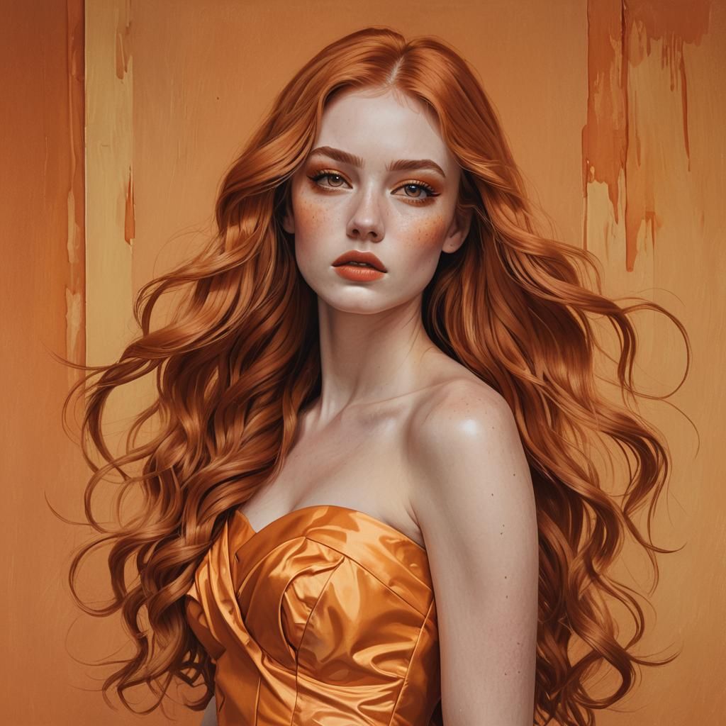 Orange Haired Woman in Orange Room, Splash Art