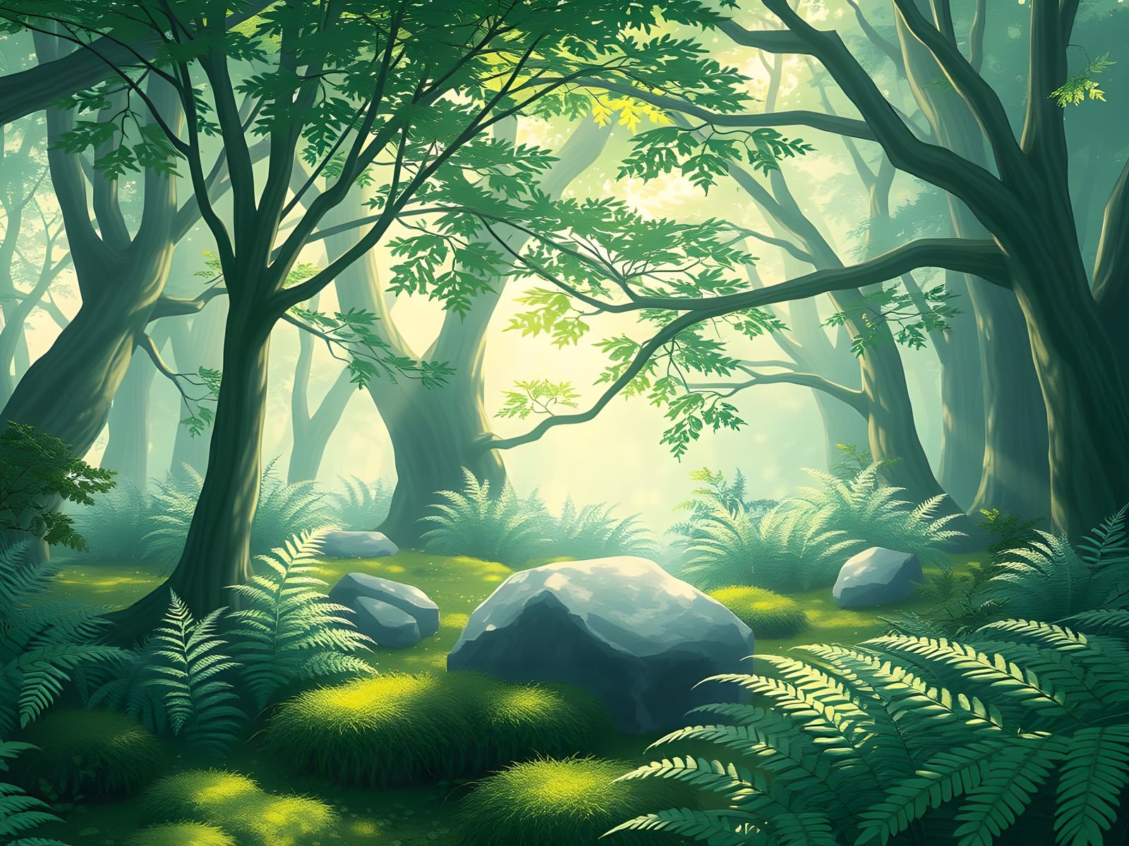 evergreen glade by artist "anime", Anime Key Visual, Japanes...