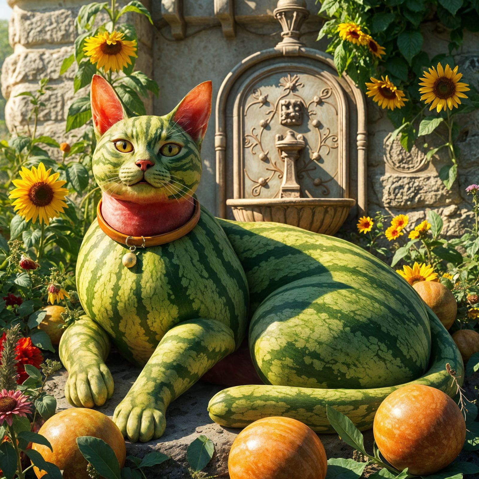 A watermelon cat
