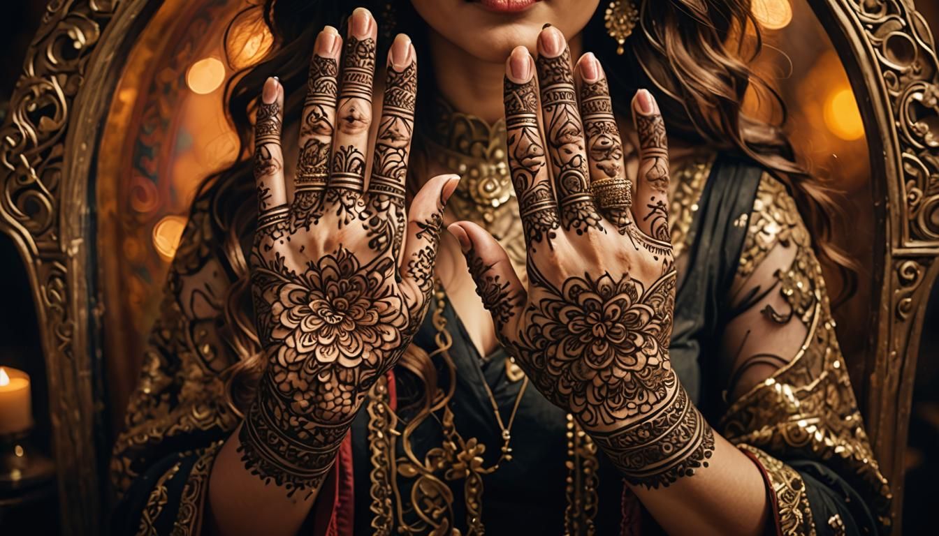 Intricate Mehndi Designs in Art Nouveau Photograph