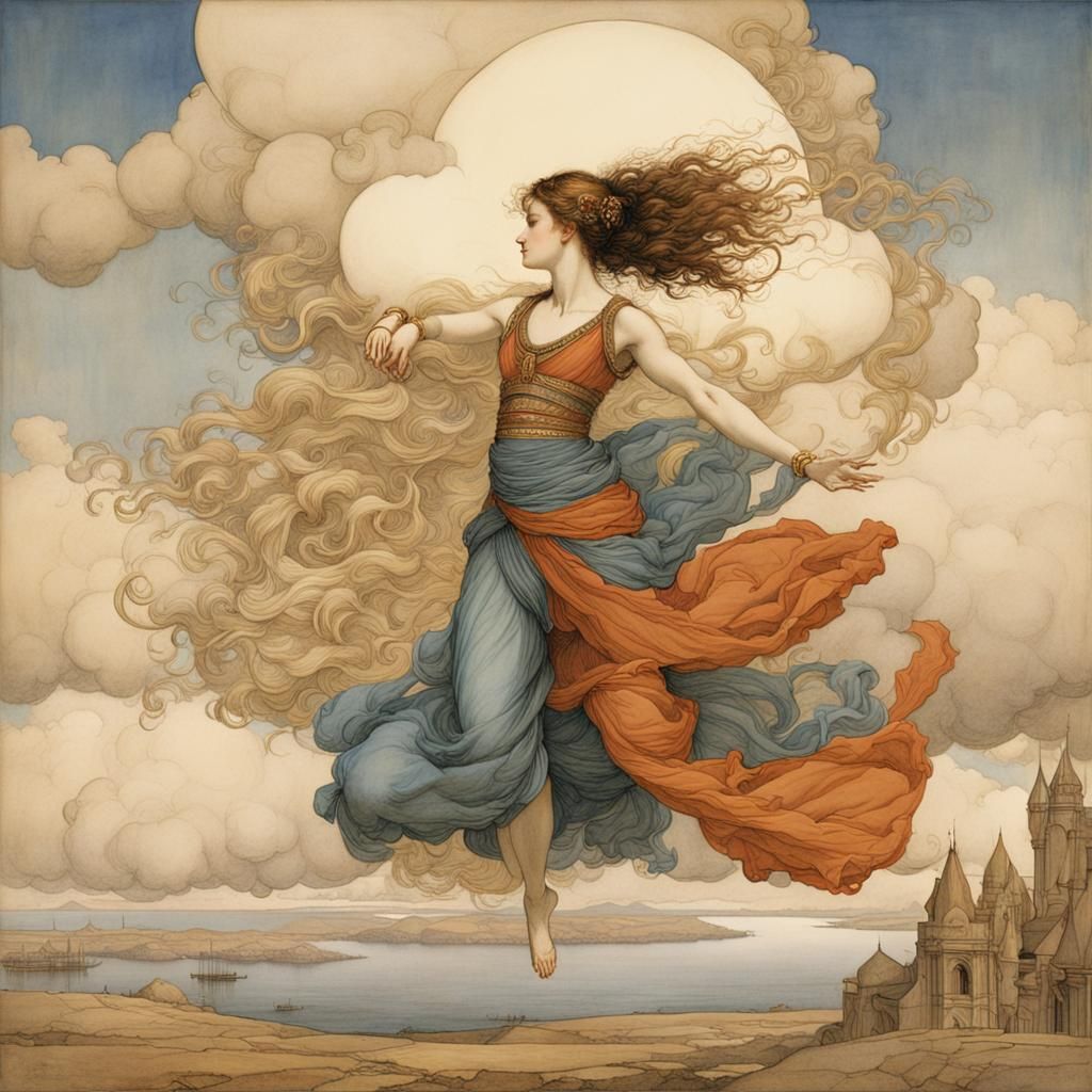 Dancing Cloud Figures Inspired by Waterhouse and Parkes
