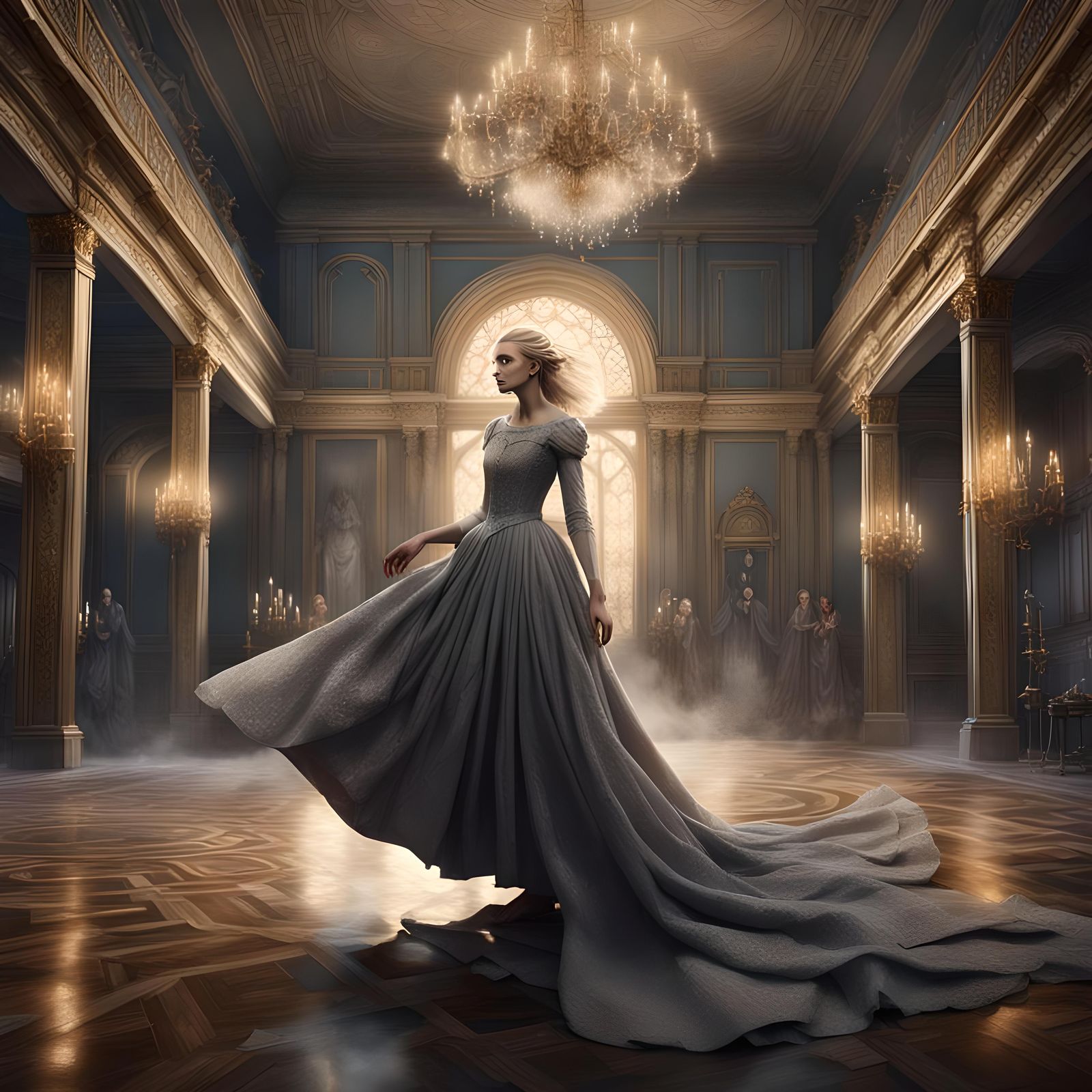 Woman Escaping Simulation: Detailed Matte Painting