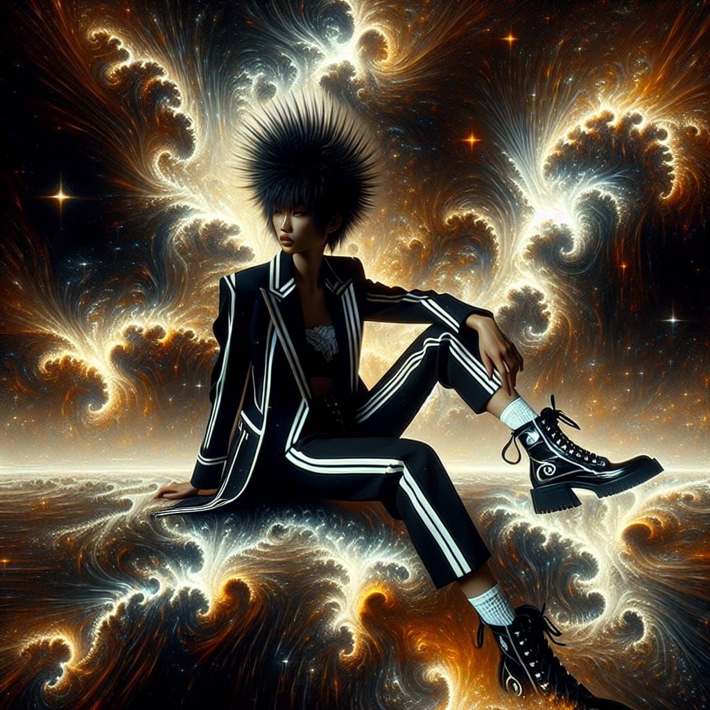 Abstract Surrealist Woman in Punk Glam Style