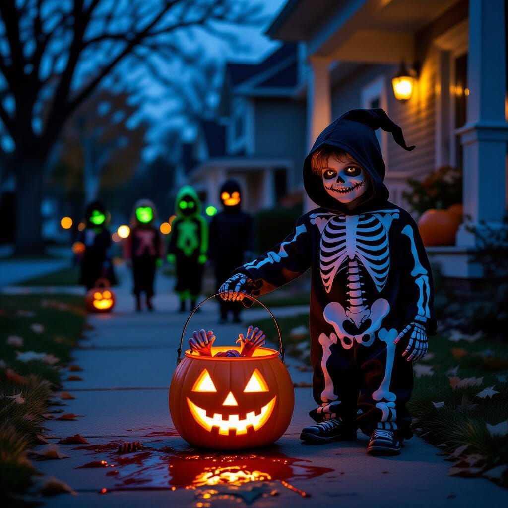 Creepy Halloween Night Scene with Gnarled Hand