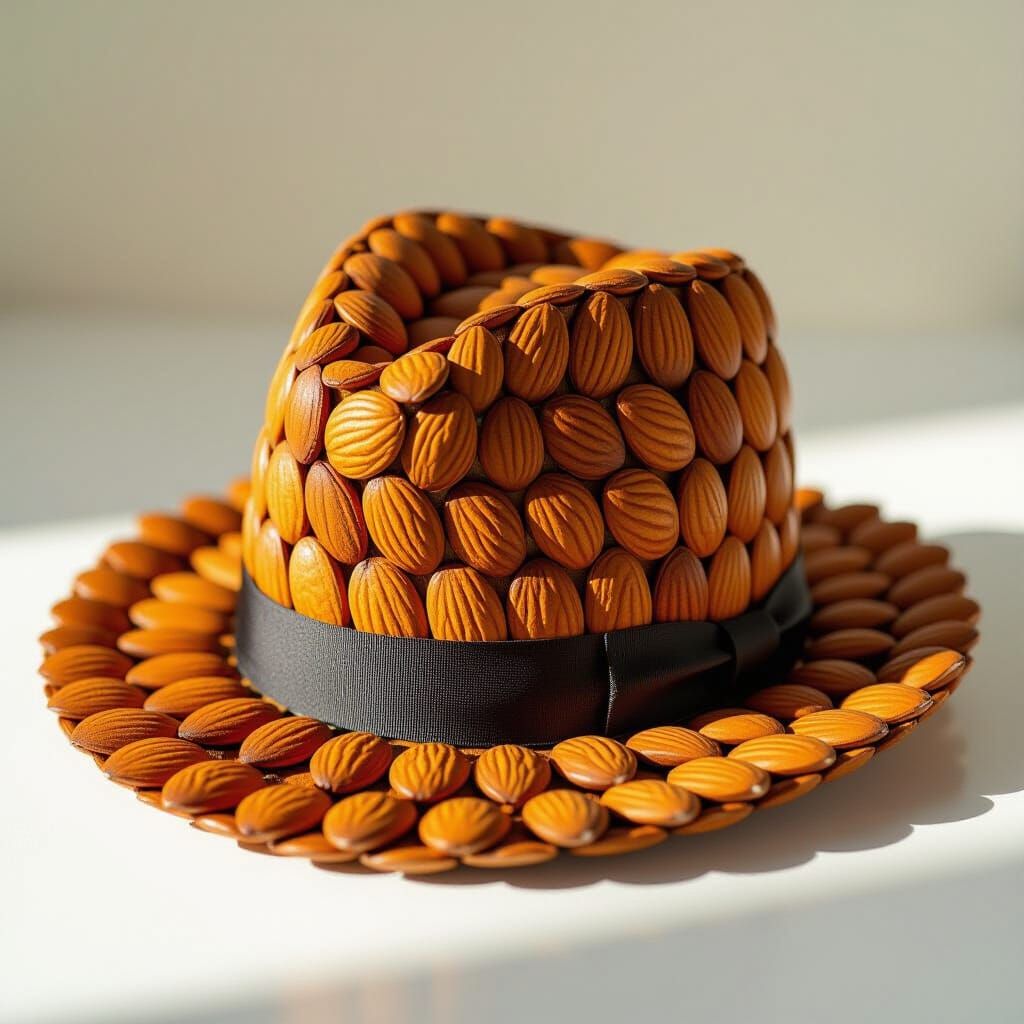 Whimsical Hat Crafted From Roasted Almonds