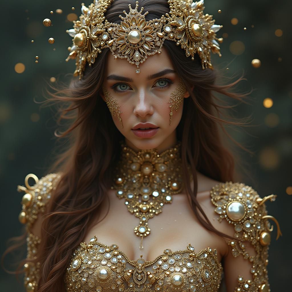 Jeweled Woman: Intricate, Detailed Illustration