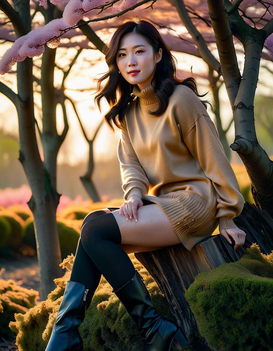 Ethereal Korean Woman in Renaissance Chiaroscuro