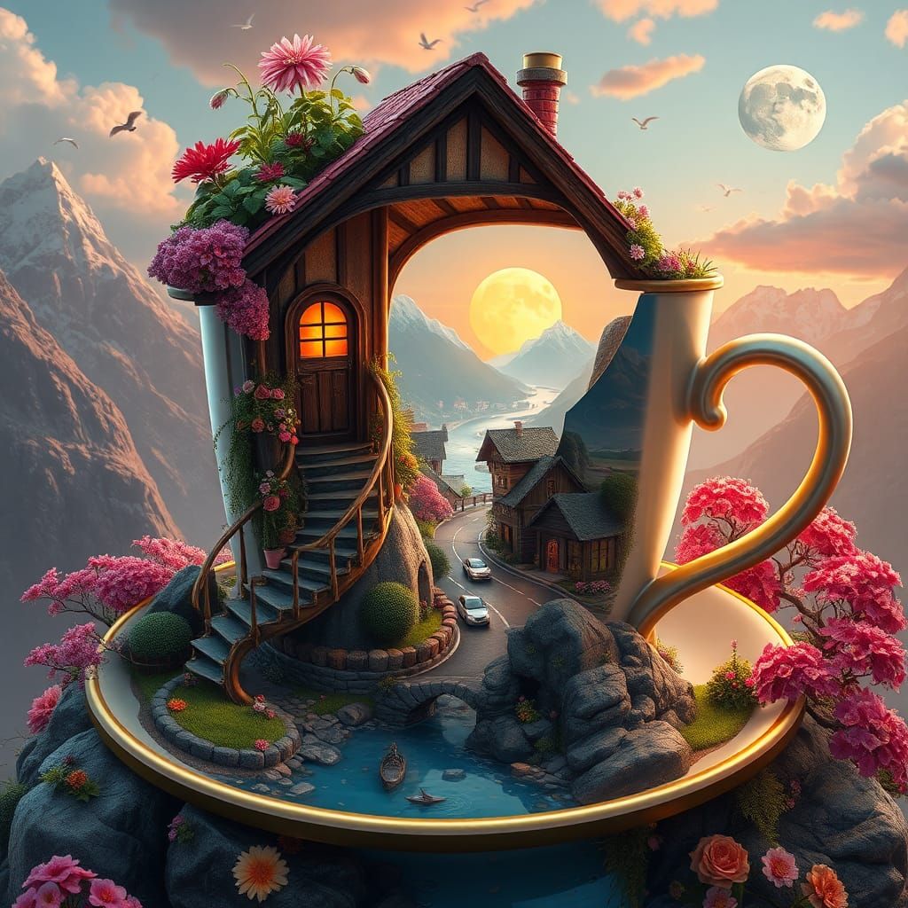 Teacup Hut: A Miniature World in Unreal Engine 5 Style