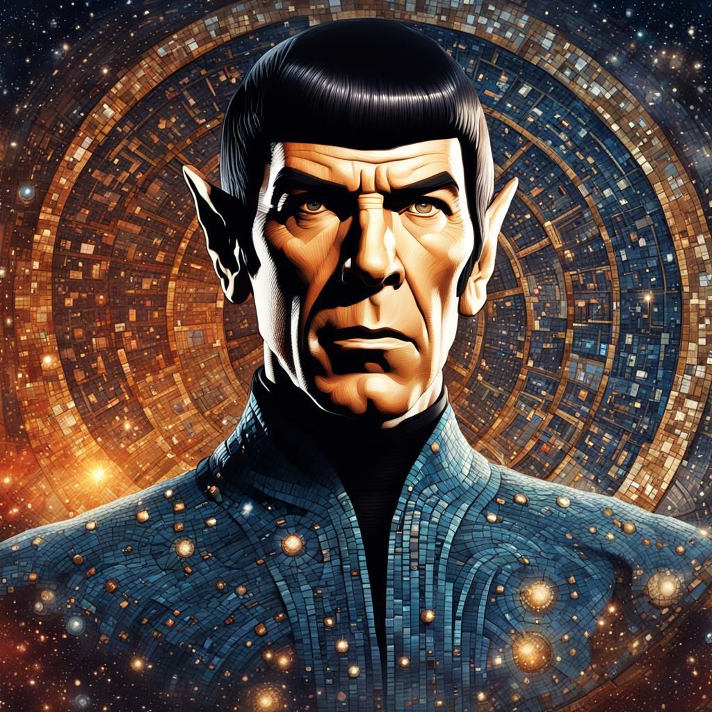Spock Portrait in Byzantine Mosaic Style