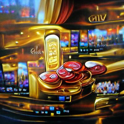 Casino Scene with Slot Machines in Oil Painting Style