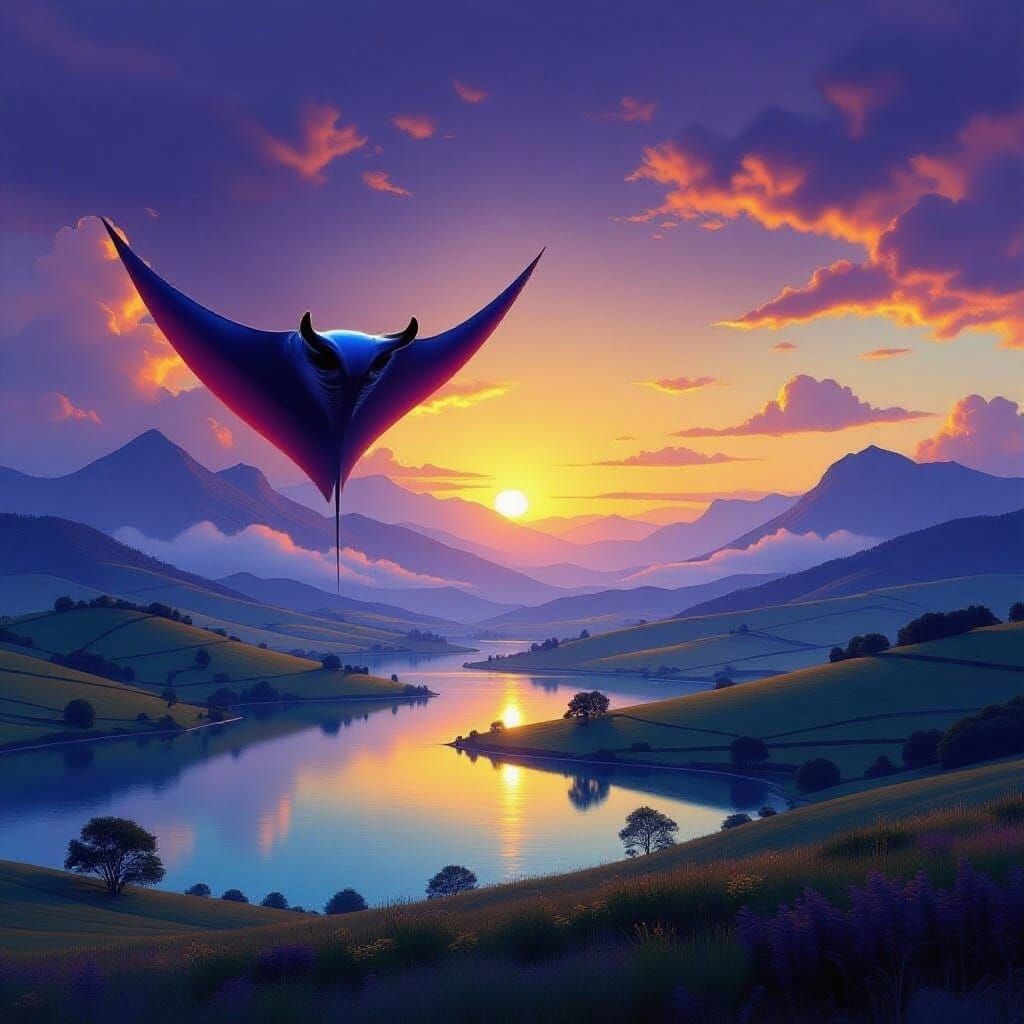 Manta Ray in Dark Fantasy Concept Art Style