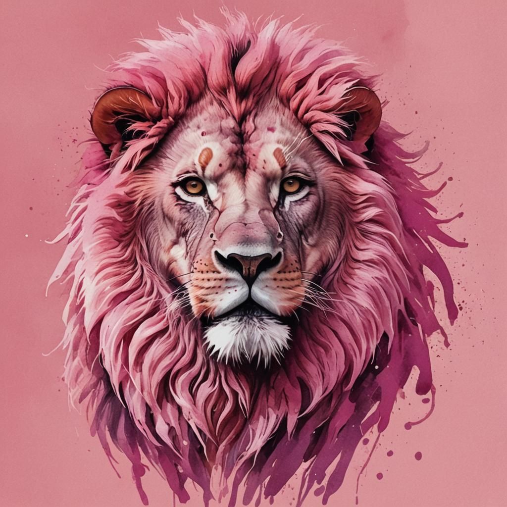 Pink Lion Generated by AI