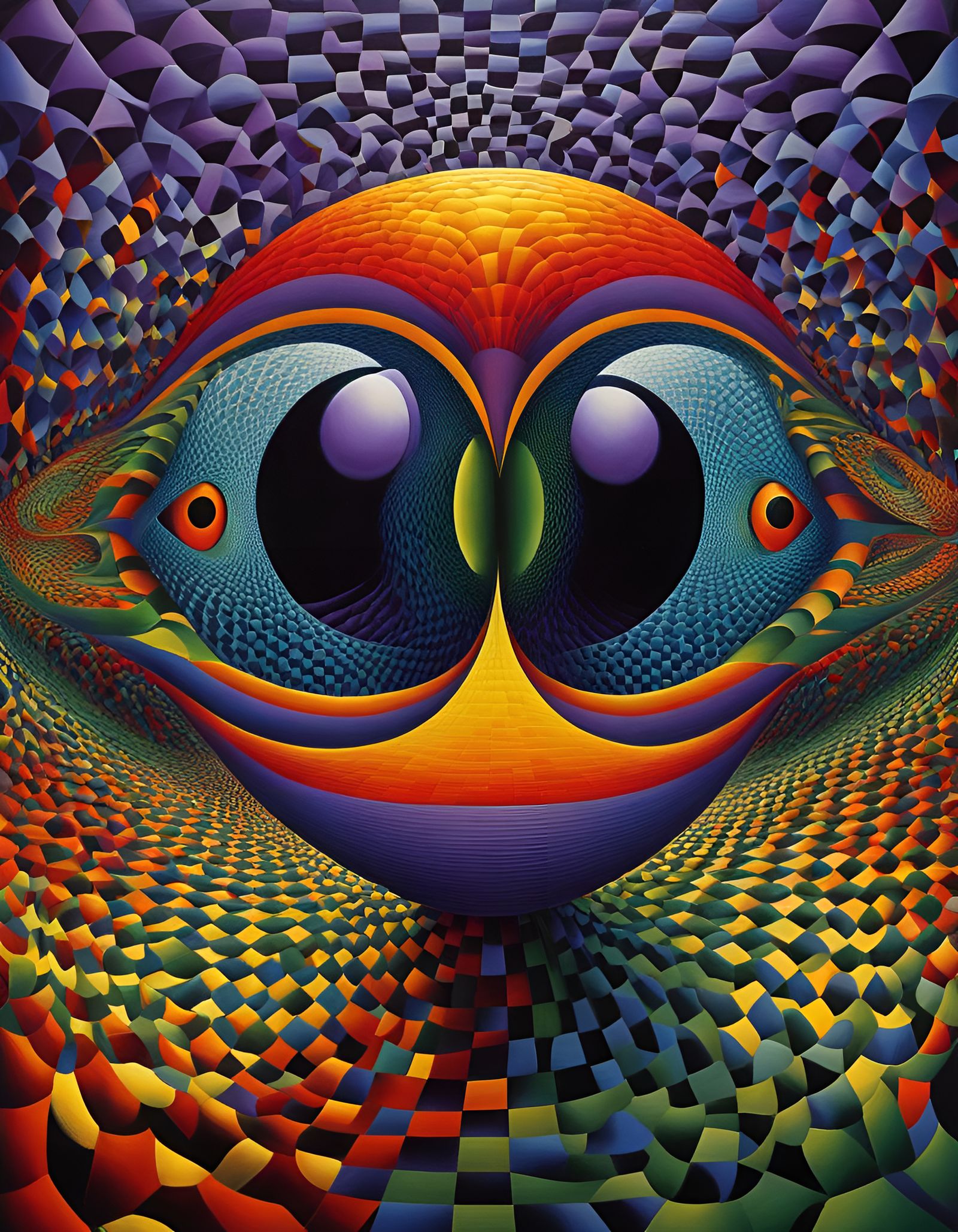 Surreal Optical Illusion Dreamscape in Multicolored Hues