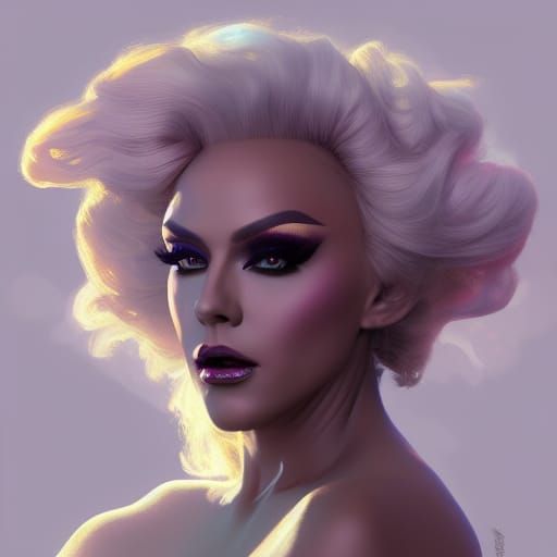 Hyperdetailed Drag Queen Portrait in Art Nouveau Style