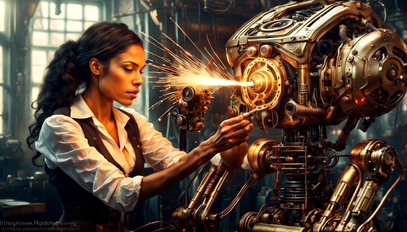 Victorian Engineer Constructs Steampunk Robot Friend