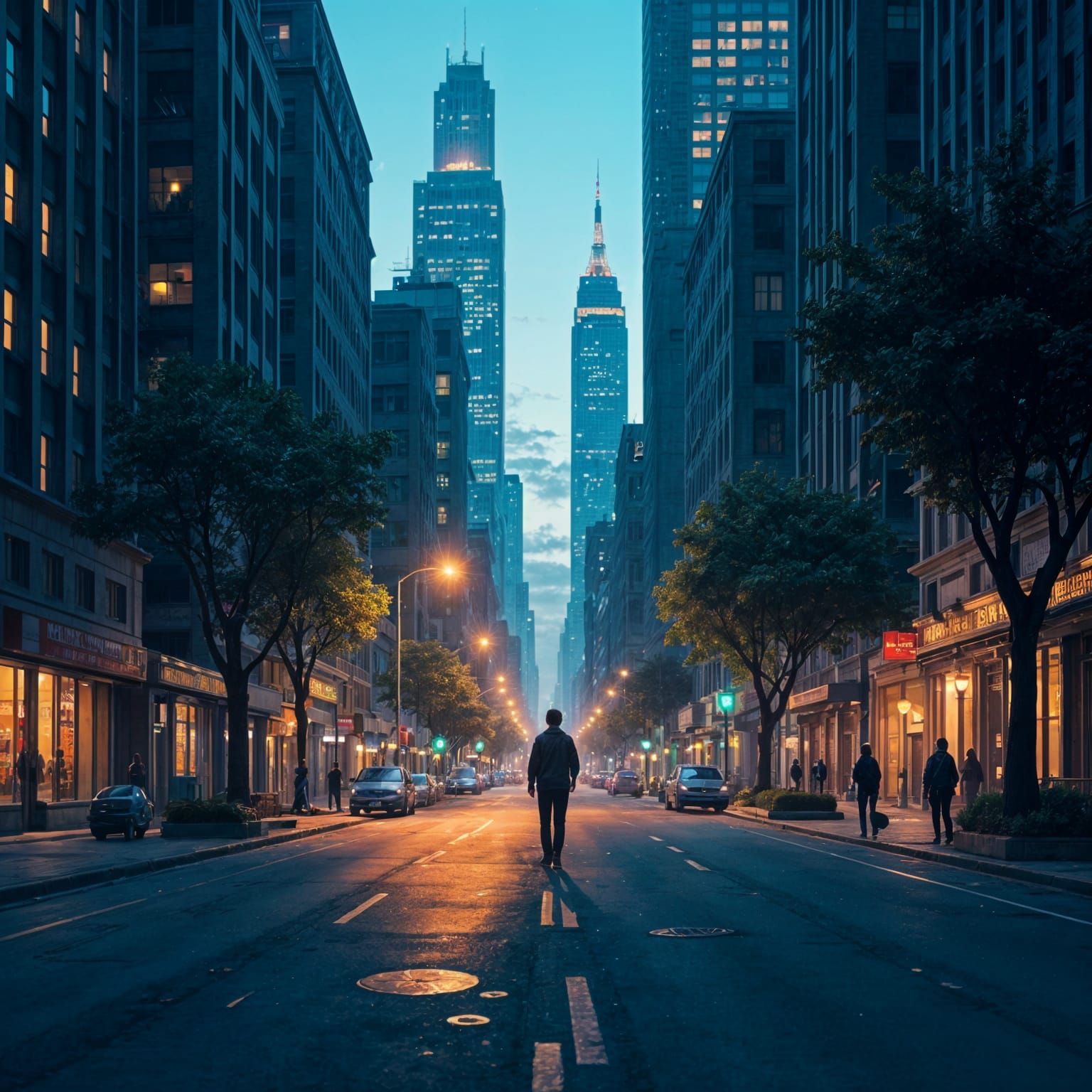 Cityscape at Night: Urban Shadows in Digital Art