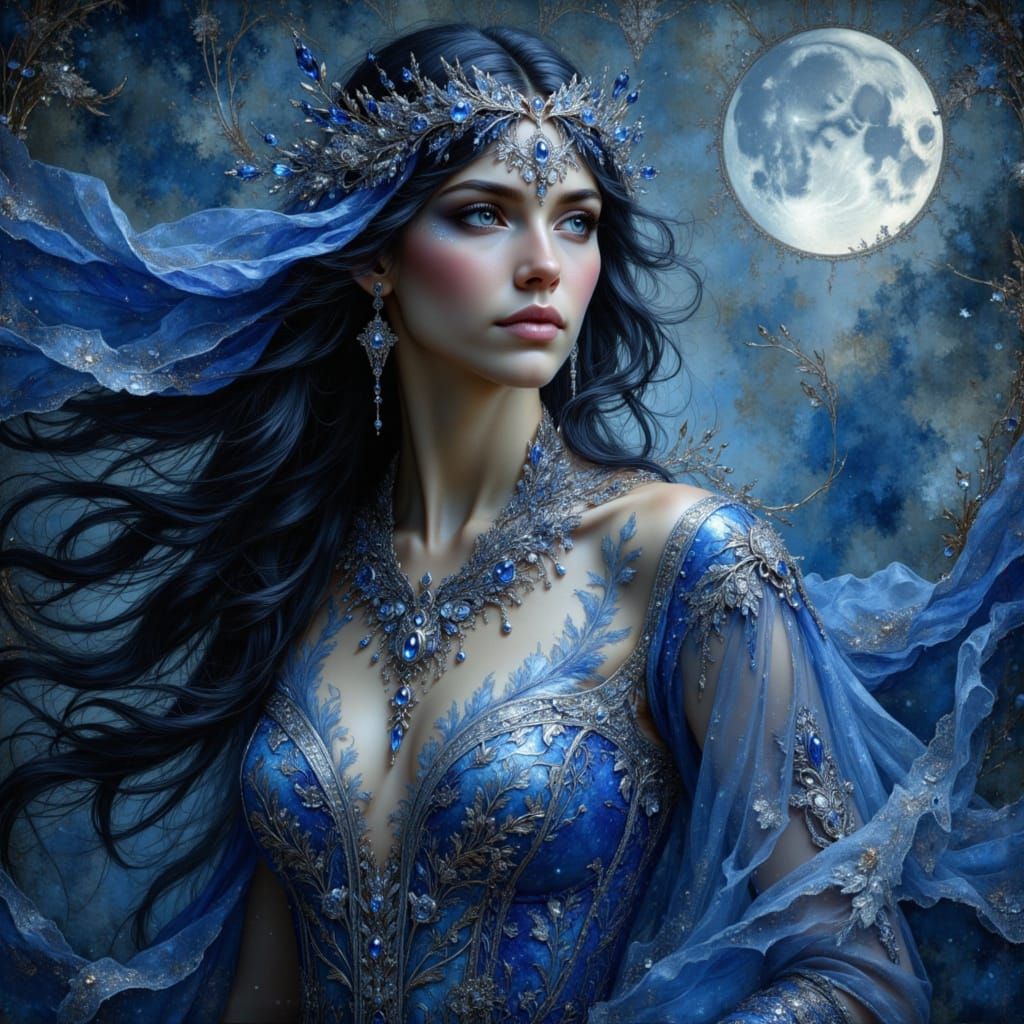 Beautiful Sorceress in Art Nouveau Style