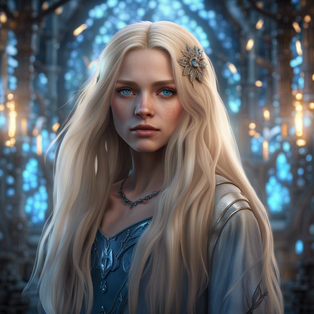 Blonde Teenage Girl in Detailed Fantasy Art