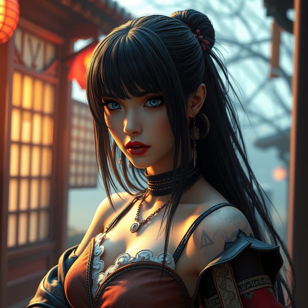 Ethereal Punk Siren in Medieval Fantasy