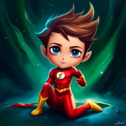 Adorable Chibi Flash in Polychromatic Splash Art