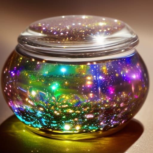 Iidescent Crystal Parfum Bottles in Hyperrealism