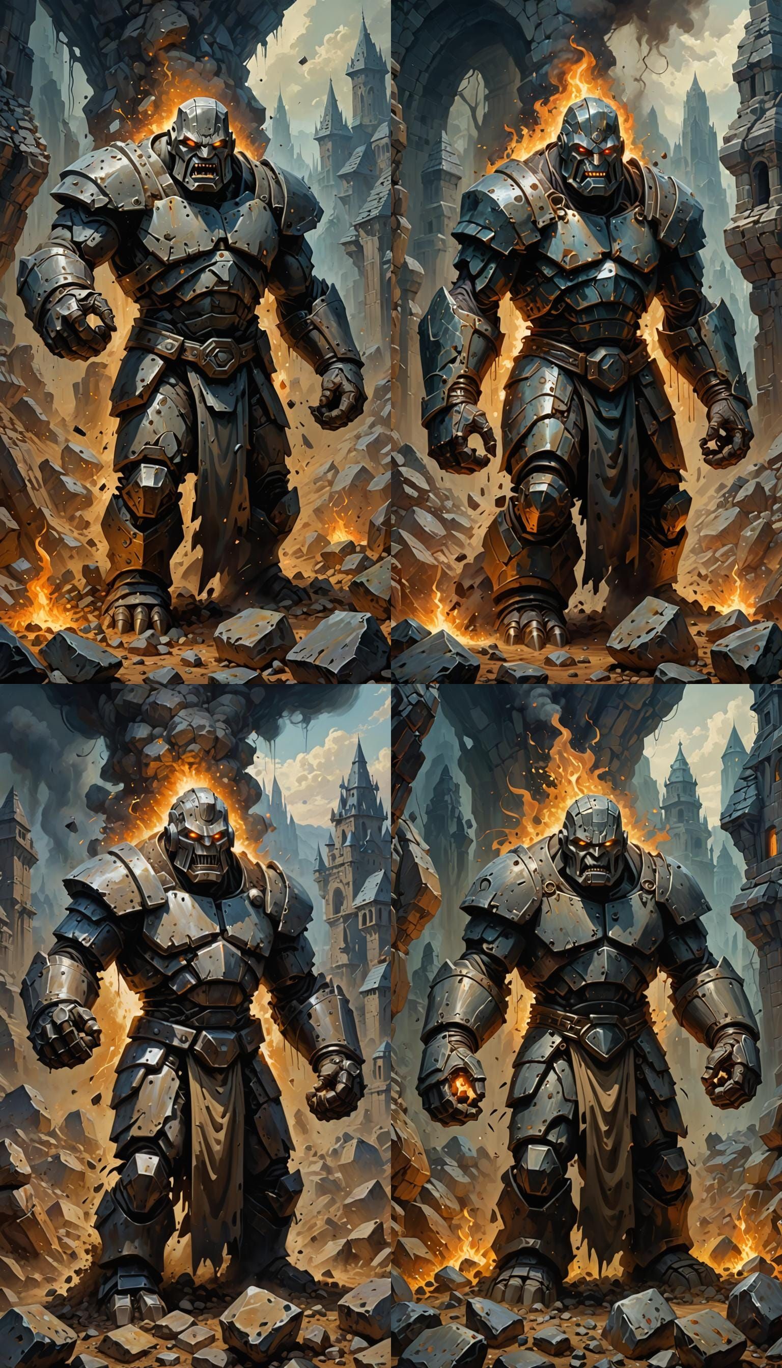 Raging Golem in Symbolism Style