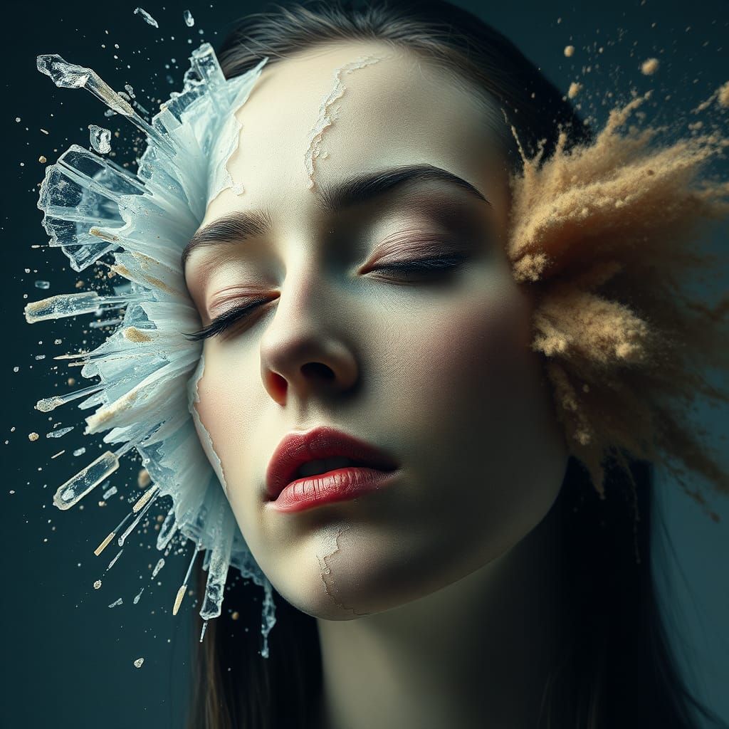 Surreal Face: Melting Ice and Explosive Dust