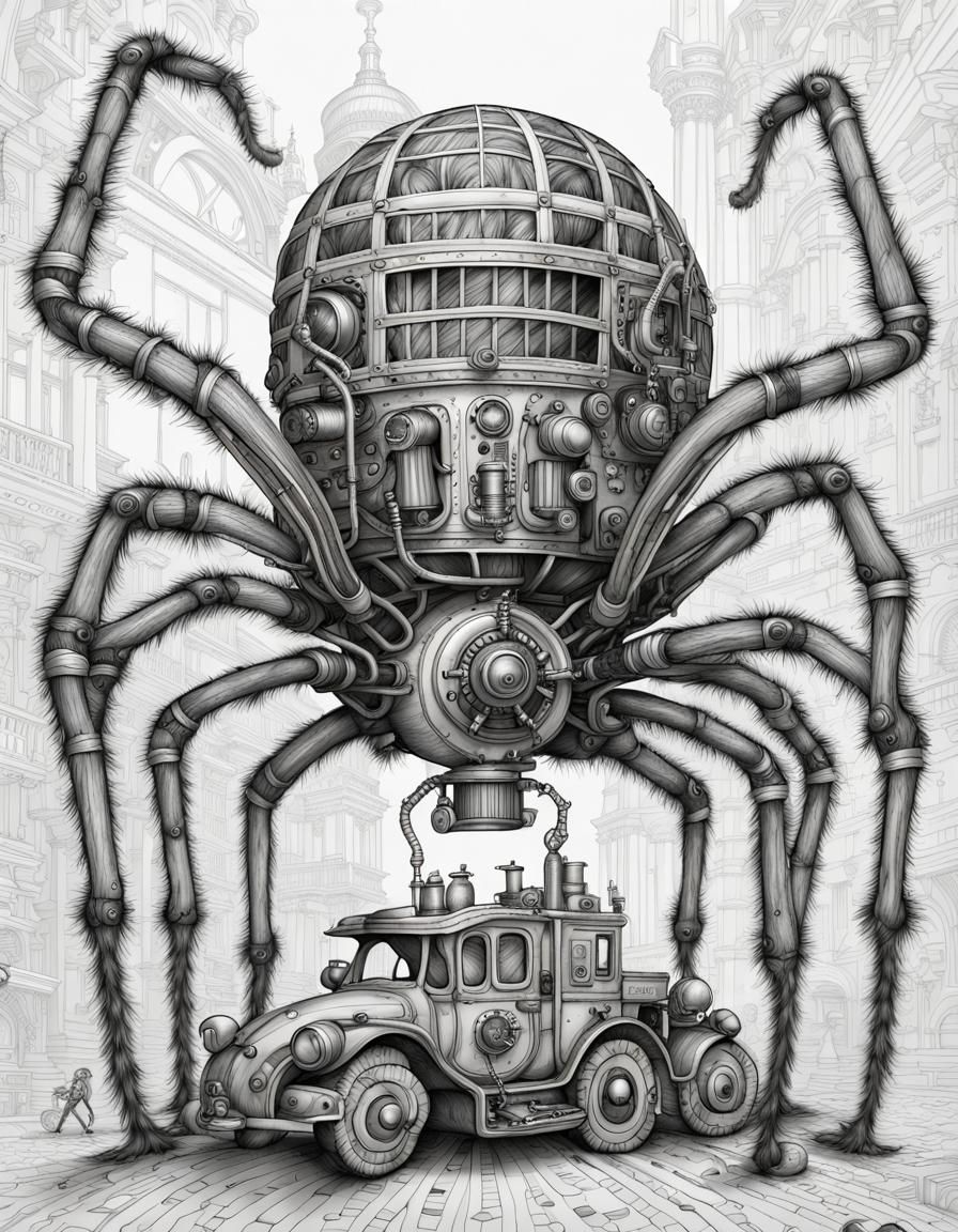 Steampunk Spider in Shoes: Detailed 3D Art