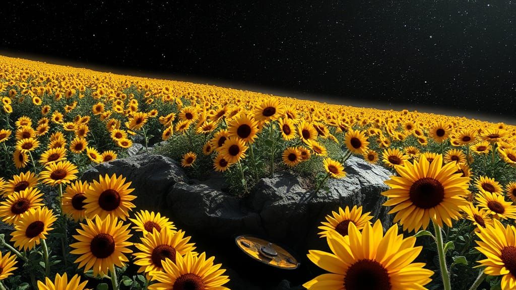 Sunflower Field in Space: A Sci-Fi Fantasy