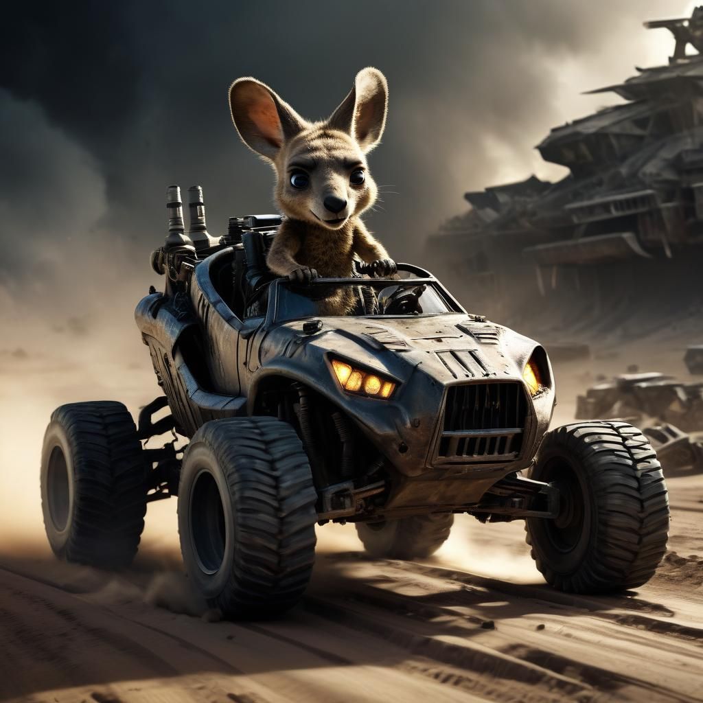 Mad Max Kangaroo Races in Apocalyptic Wasteland