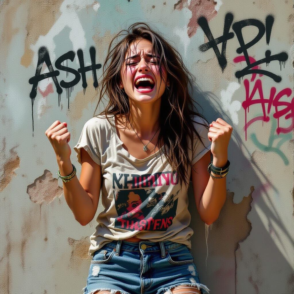 Despairing Woman in Dark Realism Style